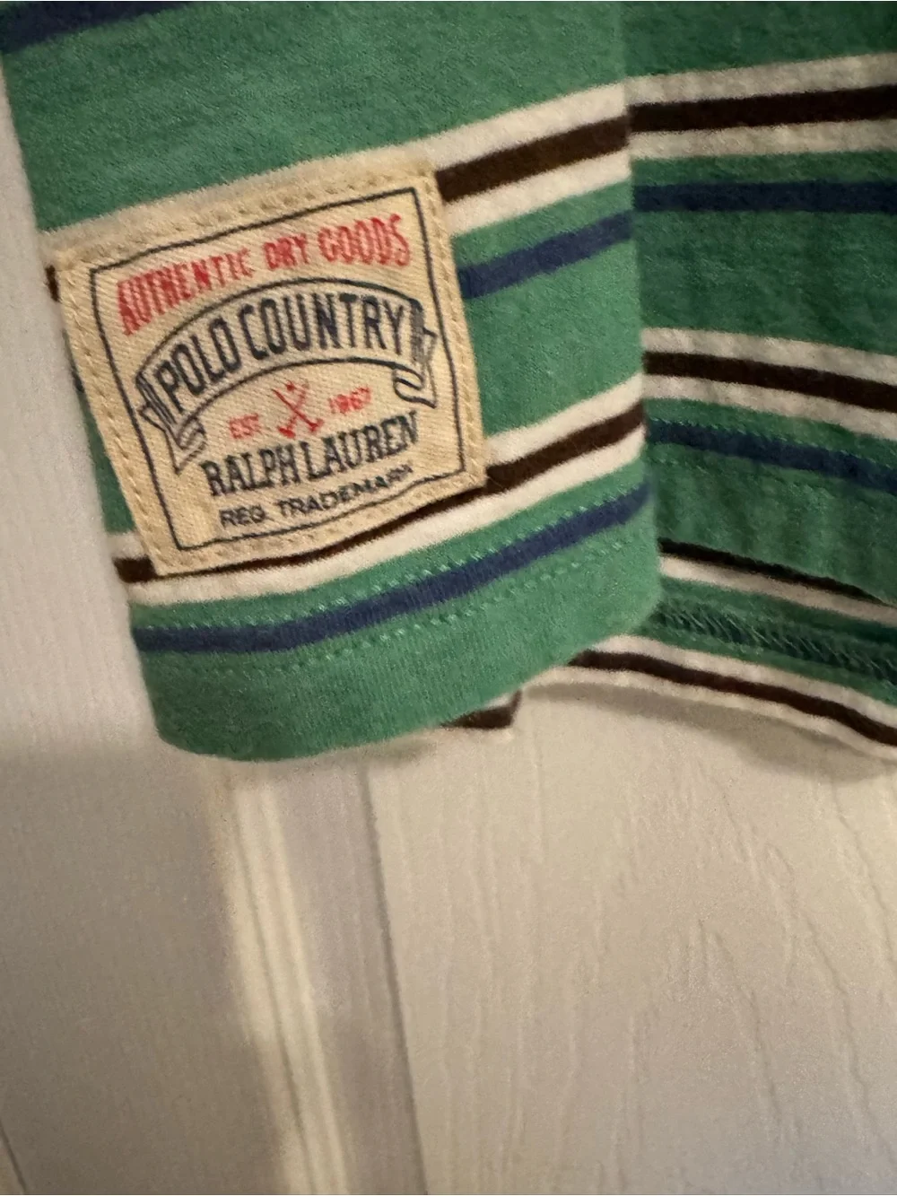 Ralph Lauren Green Striped Pocket Tee